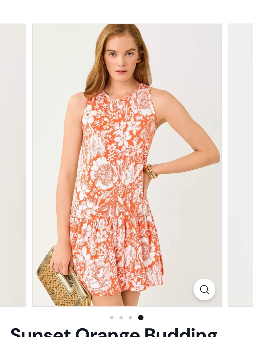 Lilly Pulitzer Orange and White Floral Sleeveless Mini Dress